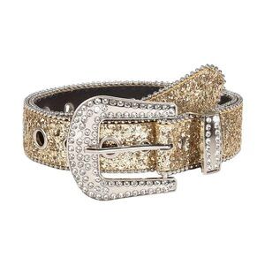 2982 Gold Rhinestone Glitter Belts Western Bling Cowboy Cowgirl Belt For